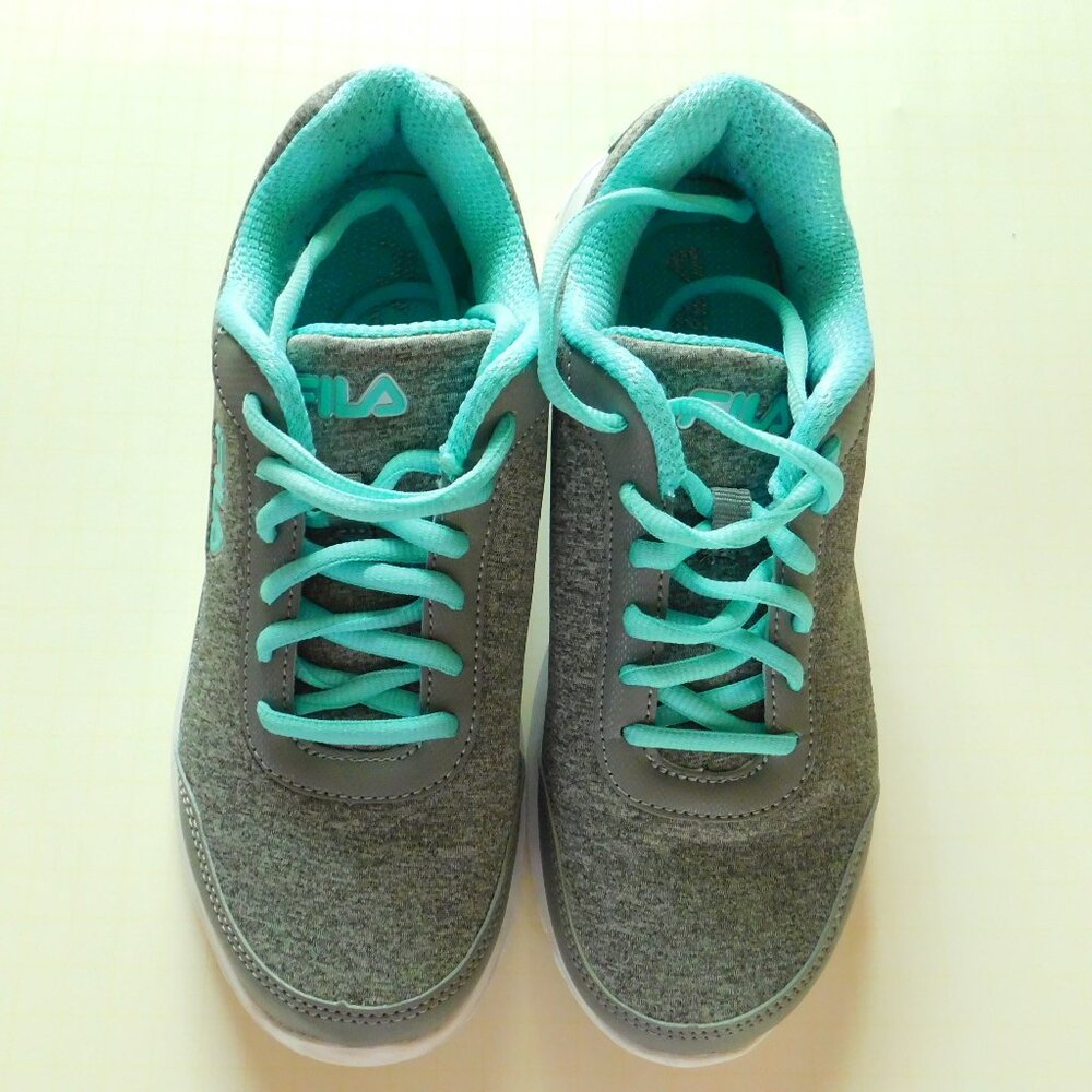 FILA Lite Spring Heather Gray Aqua Lightweight Walking Running Sneakers 7.5